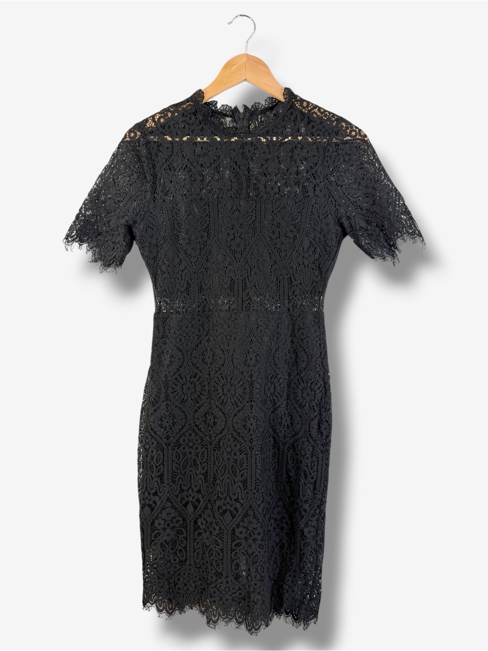 Lulus Remarkable Black Sheer Lace Midi Dress Size S Short Sleeve Formal Event